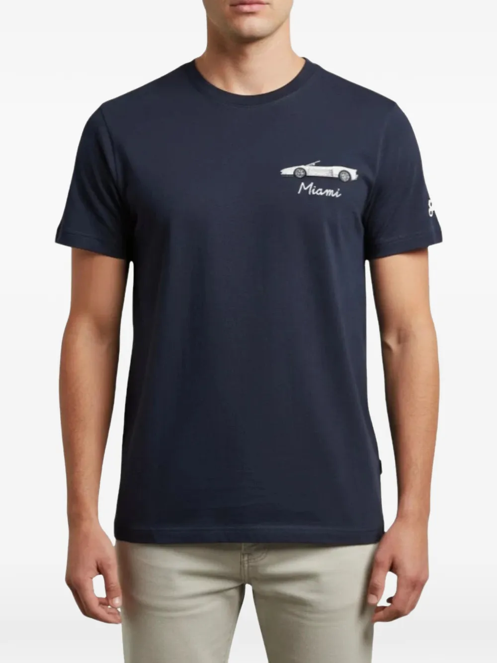 MC2 Saint Barth Portofino T-shirt met geborduurde auto Blauw