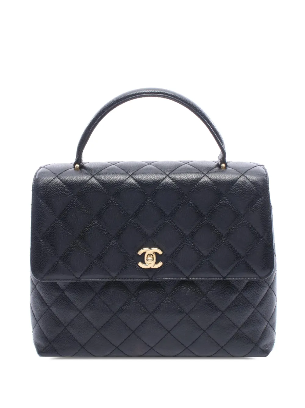 CHANEL Pre-Owned 2003-2004 CC Quilted Caviar Kelly Top Handle Bag handbag - Nero