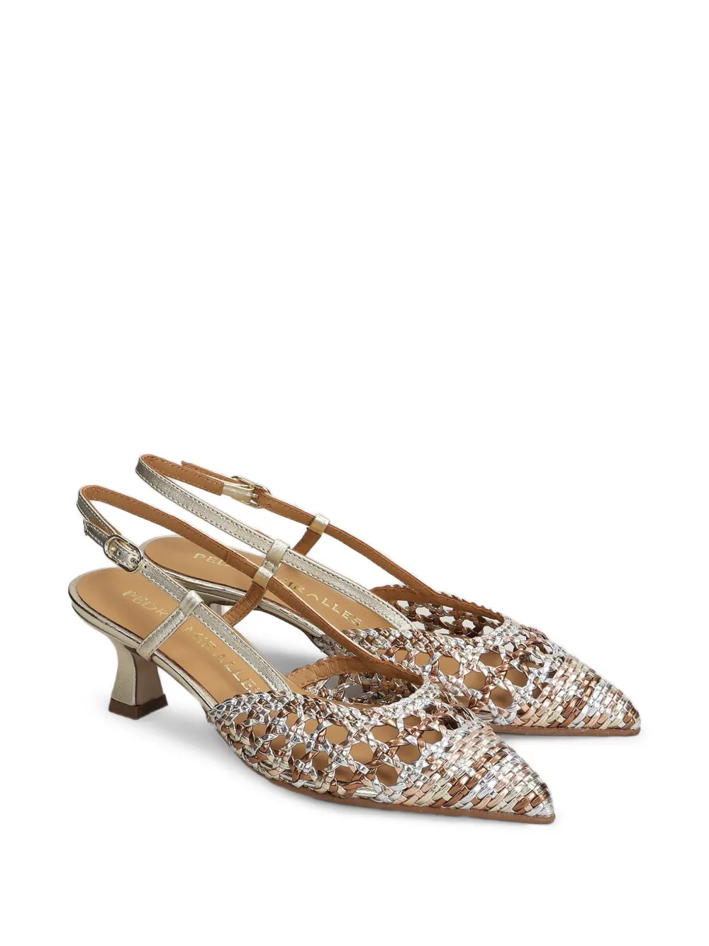 Pedro Miralles Mantua woven slingback pumps Zilver