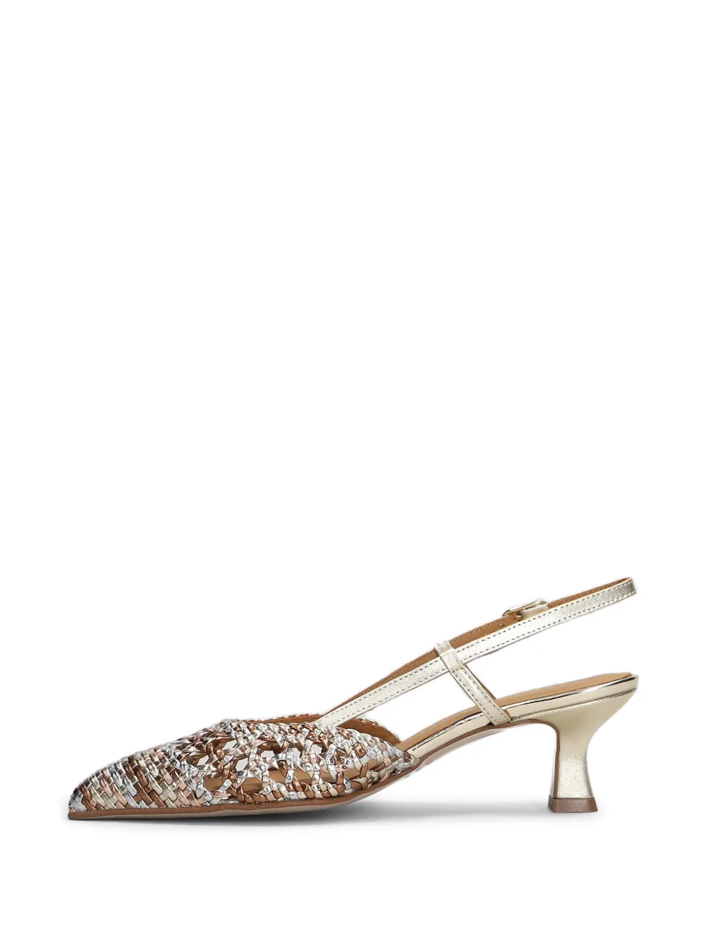 Pedro Miralles Mantua woven slingback pumps Zilver
