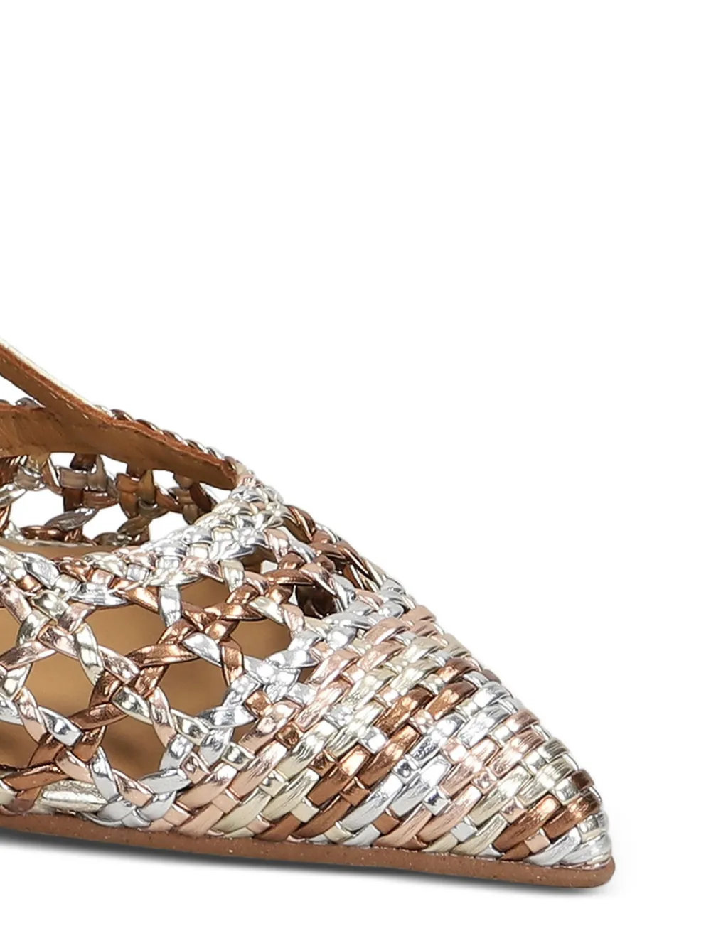 Pedro Miralles Mantua woven slingback pumps Zilver
