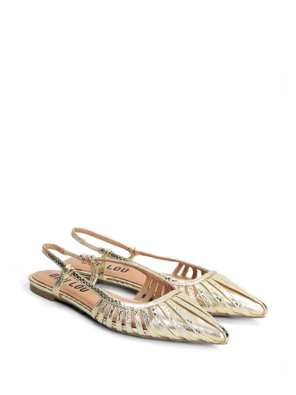 Bibi Lou Ballerina's met slangenleer-effect en gekooid detail Goud