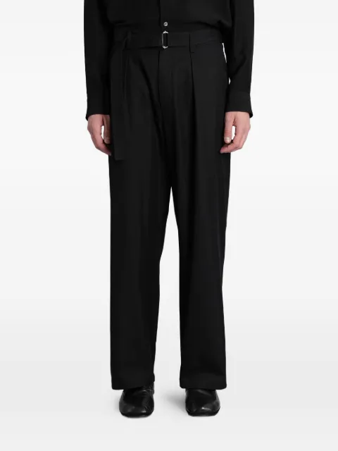 Attachment belted pleated trousers