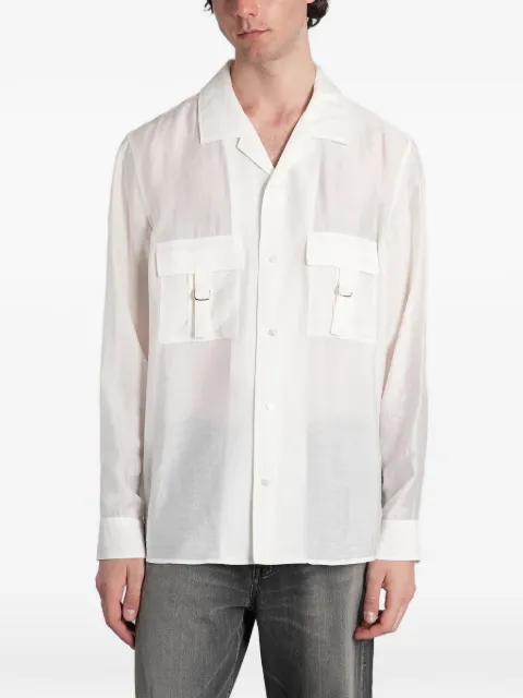 Attachment buckle-detail flap-pocket button-down shirt