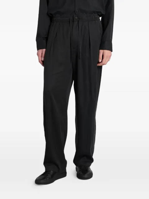 Attachment pleated drawstring straight-leg trousers