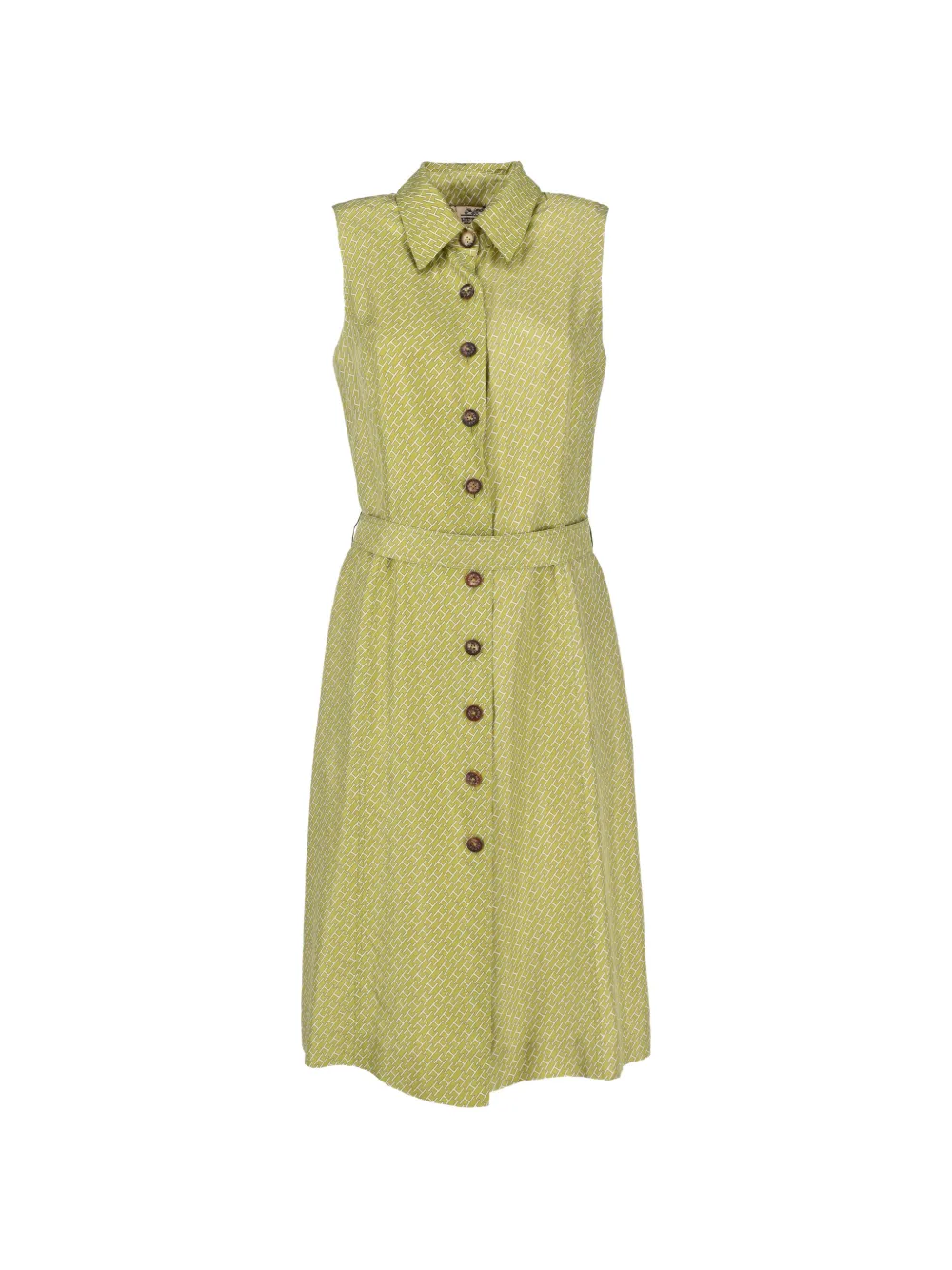 Hermès Pre-Owned geometric-print belted midi dress - Grün