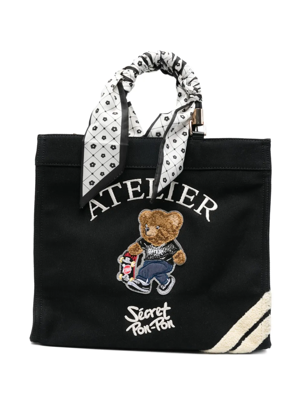 Secret Pon Pon medium Saint Tropez teddy-bear tote bag - Nero