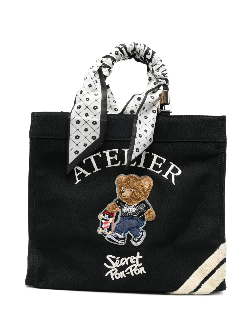 Secret Pon Pon medium Saint Tropez teddy-bear tote bag - Nero