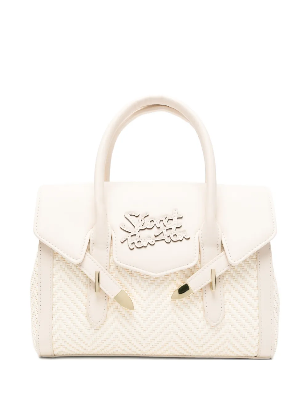 Secret Pon Pon small Yalis logo-patch tote bag - Bianco