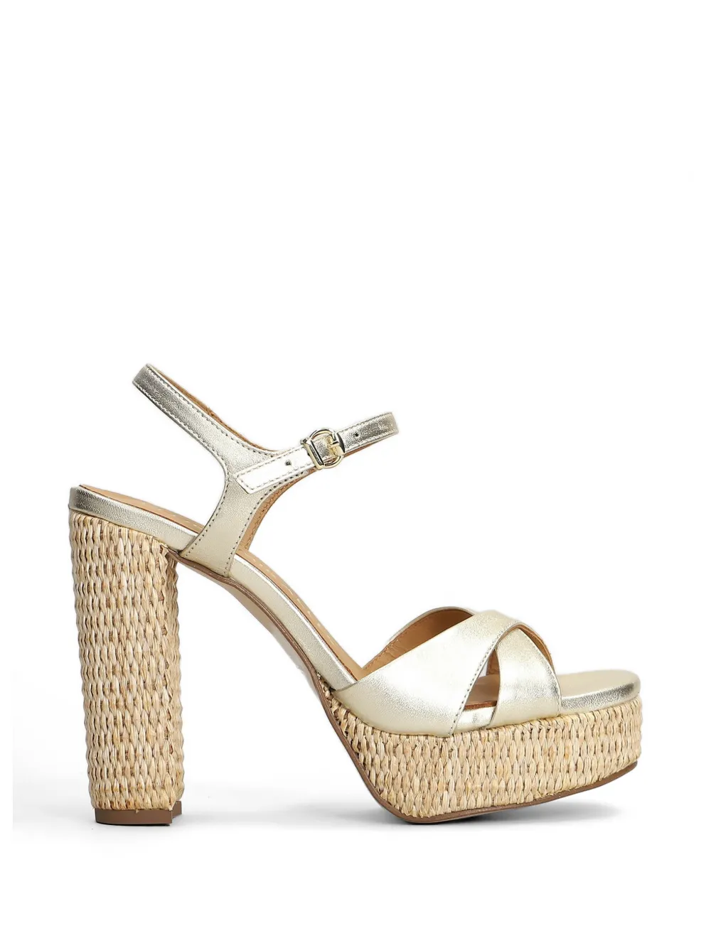 Pedro Miralles metallic-effect raffia-platform sandals - Argento