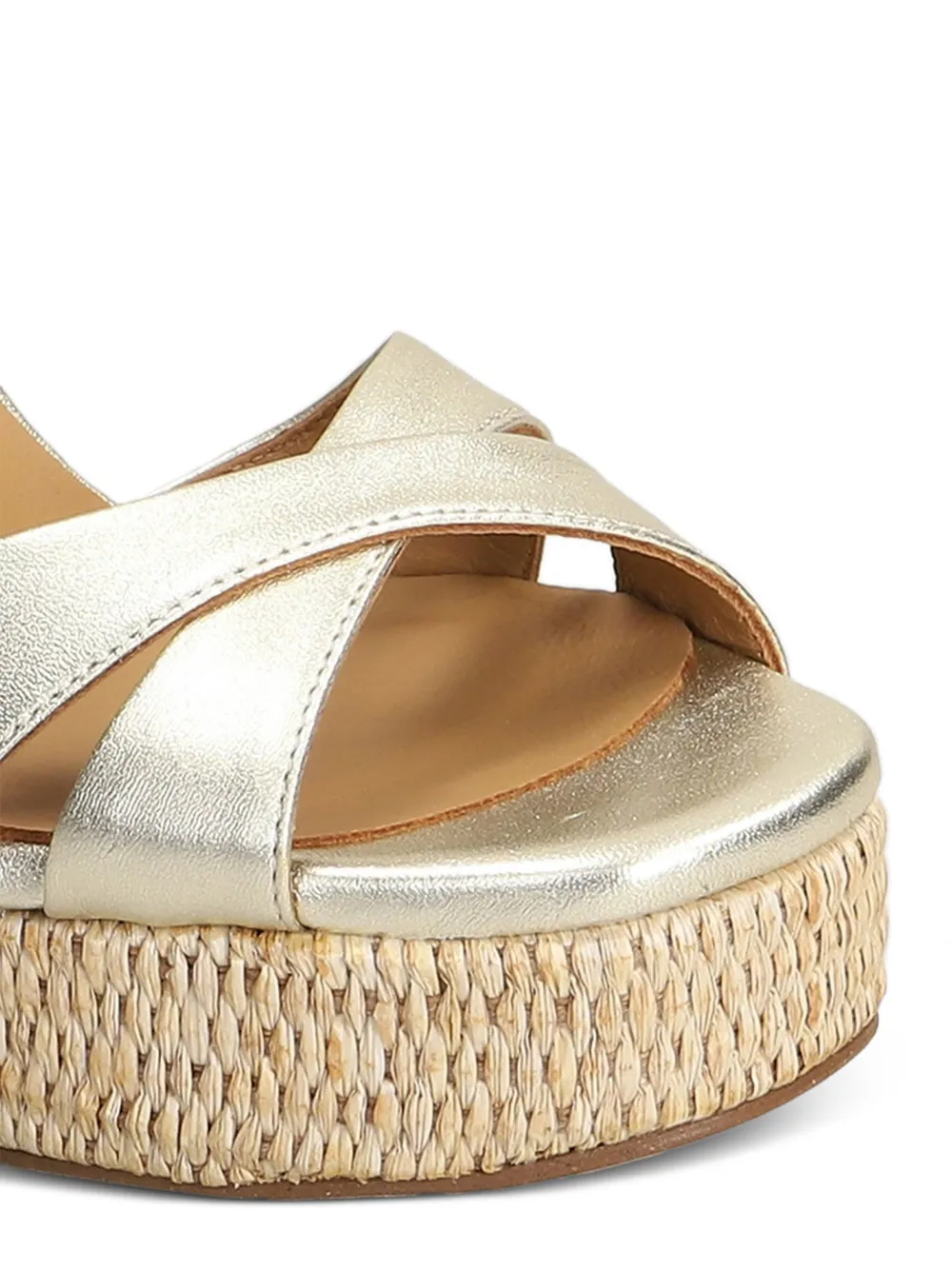 Pedro Miralles metallic-effect raffia-platform sandals Zilver