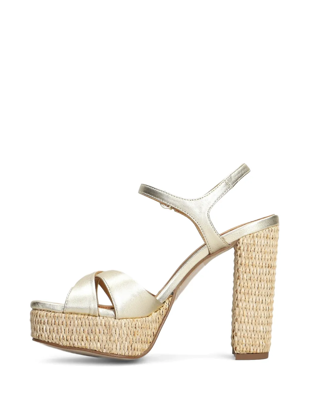 Pedro Miralles metallic-effect raffia-platform sandals Zilver
