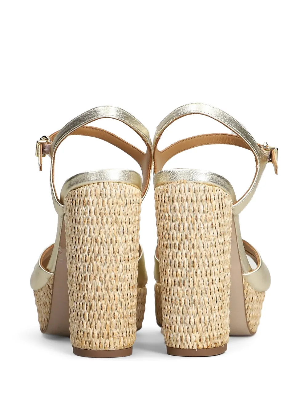 Pedro Miralles metallic-effect raffia-platform sandals Zilver