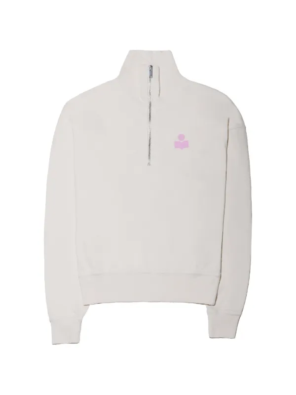 Marant Étoile Ross Logo-print Quarter-zip Sweater in Neutrals