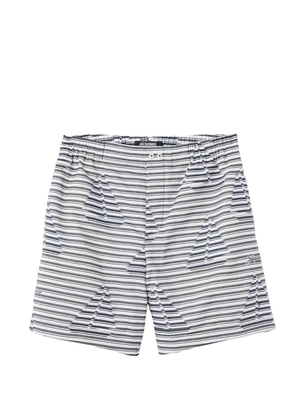 Jacquemus Gestreepte shorts met zeilbootprint Wit