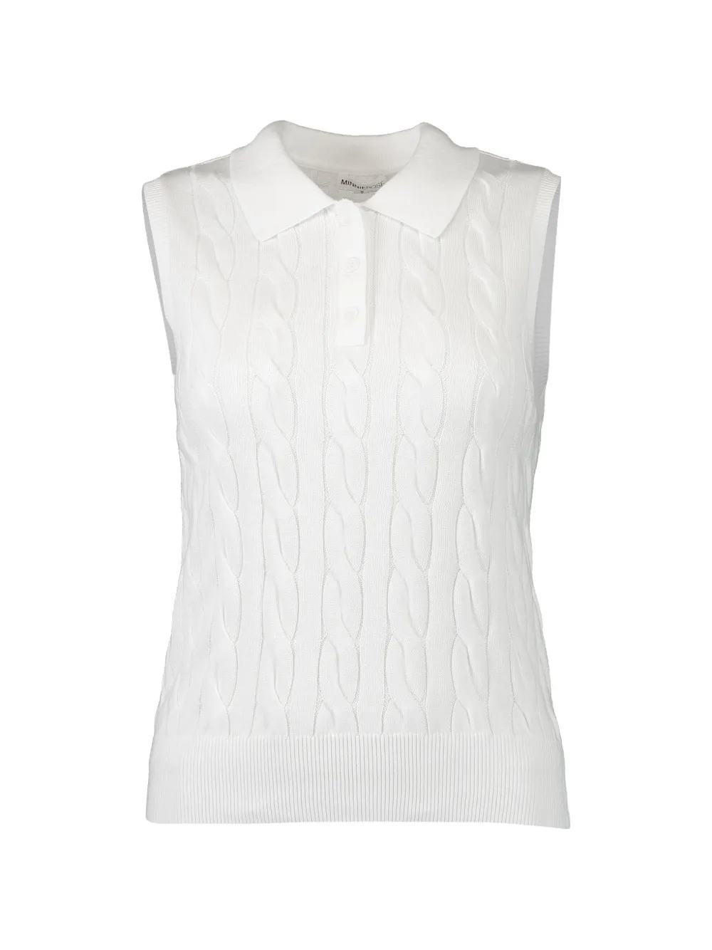 MINNIE ROSE sleeveless cable-knit top - Weiß