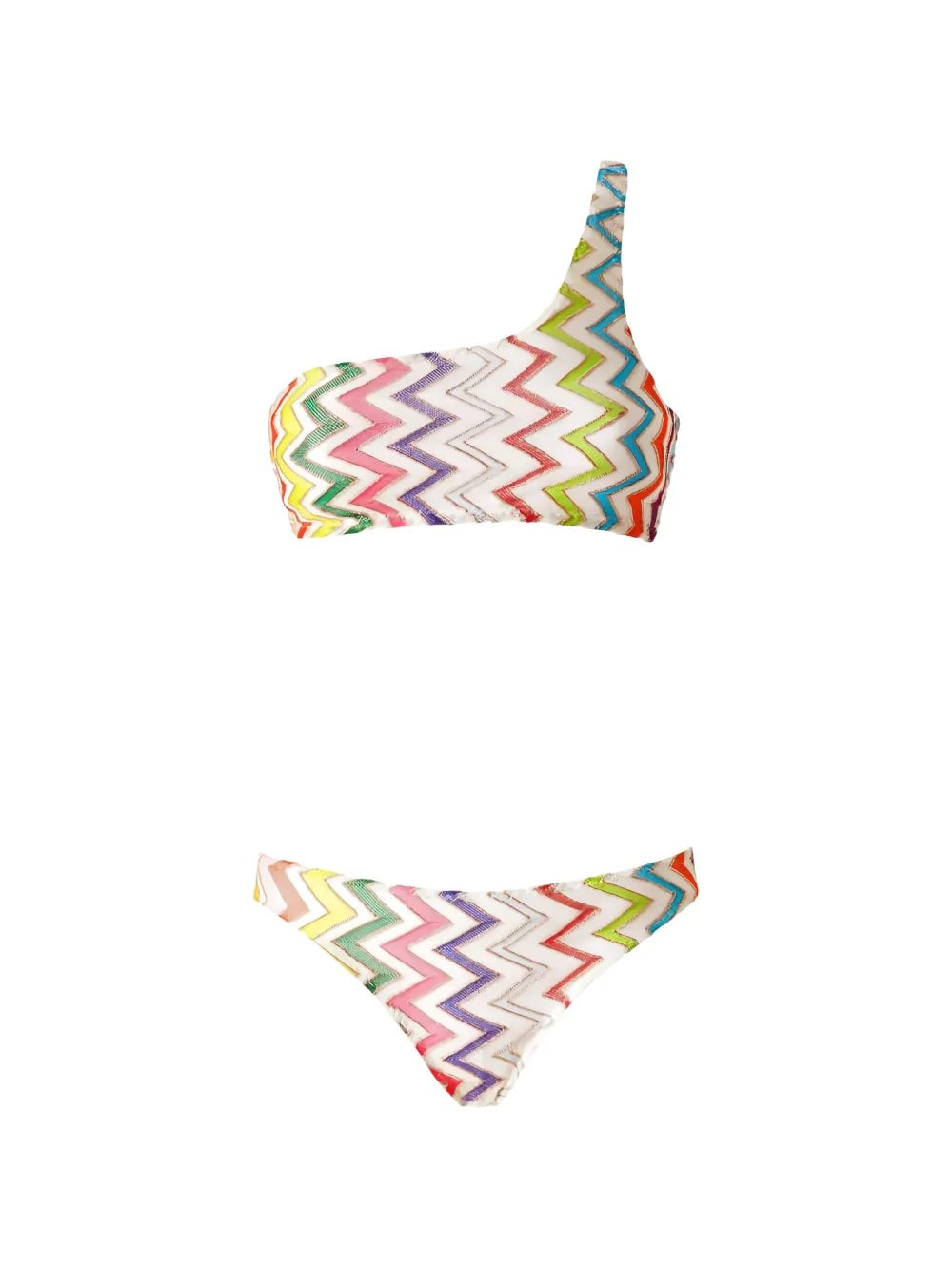 Missoni bikini à une épaule en maille zig-zag - Blanc