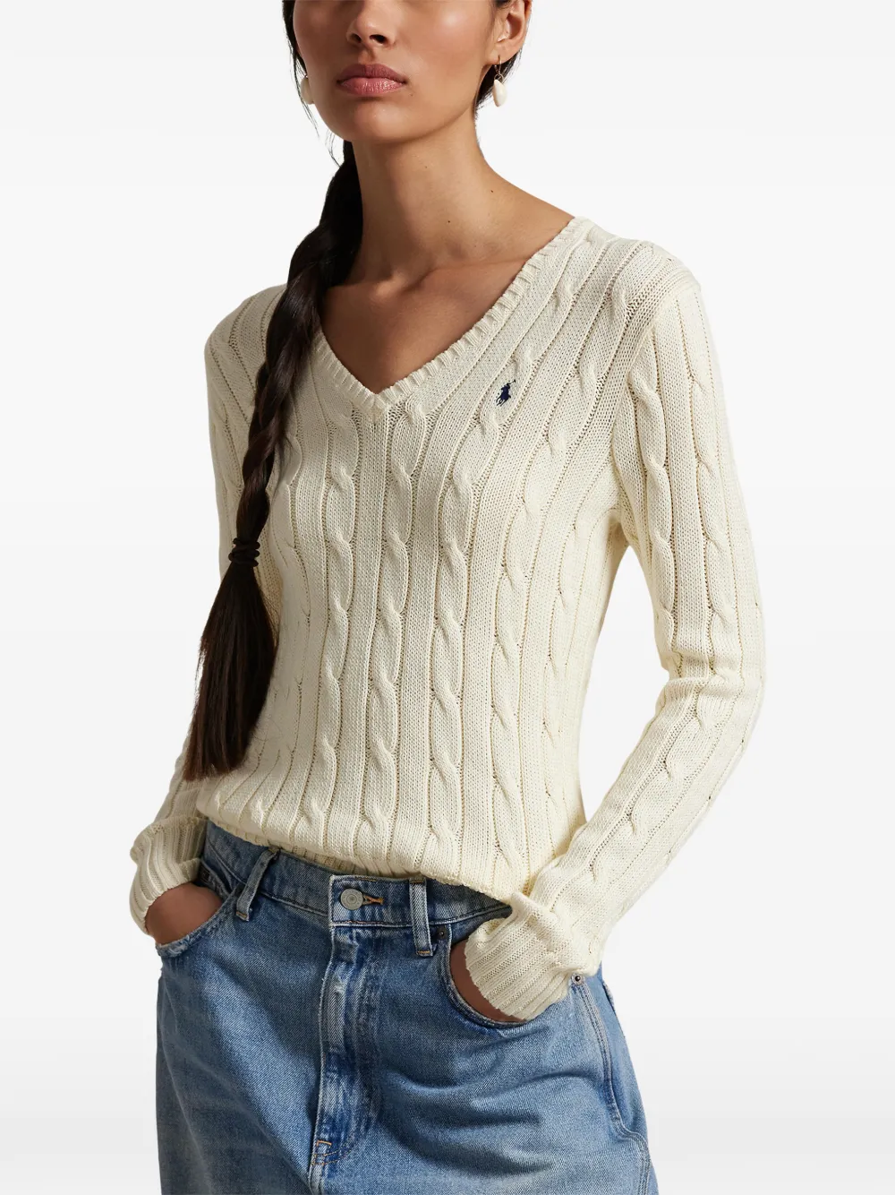 Polo Ralph Lauren Kabelgebreide katoenen trui Wit