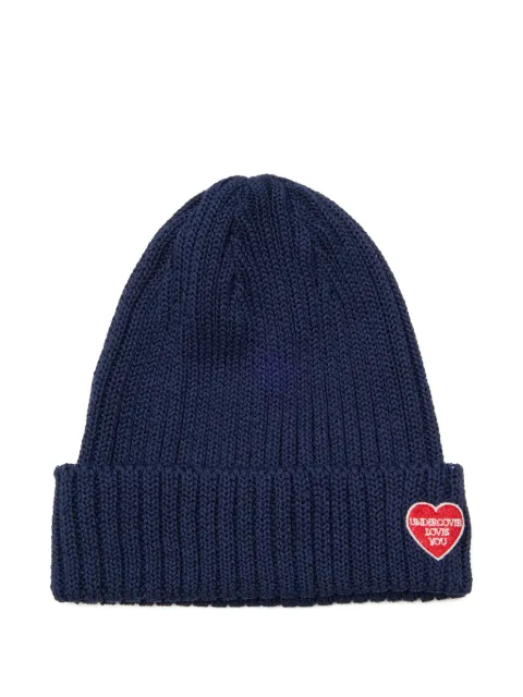 Undercover heart-patch ribbed beanie hat