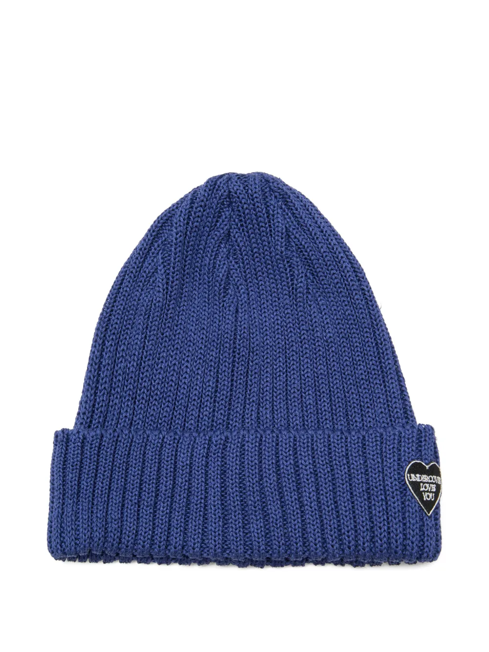 Undercover ribbed-knit heart-patch beanie hat - Blu