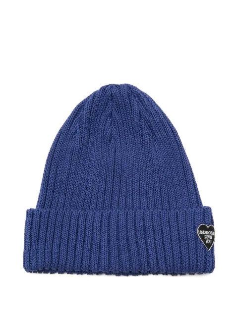 Undercover ribbed-knit heart-patch beanie hat