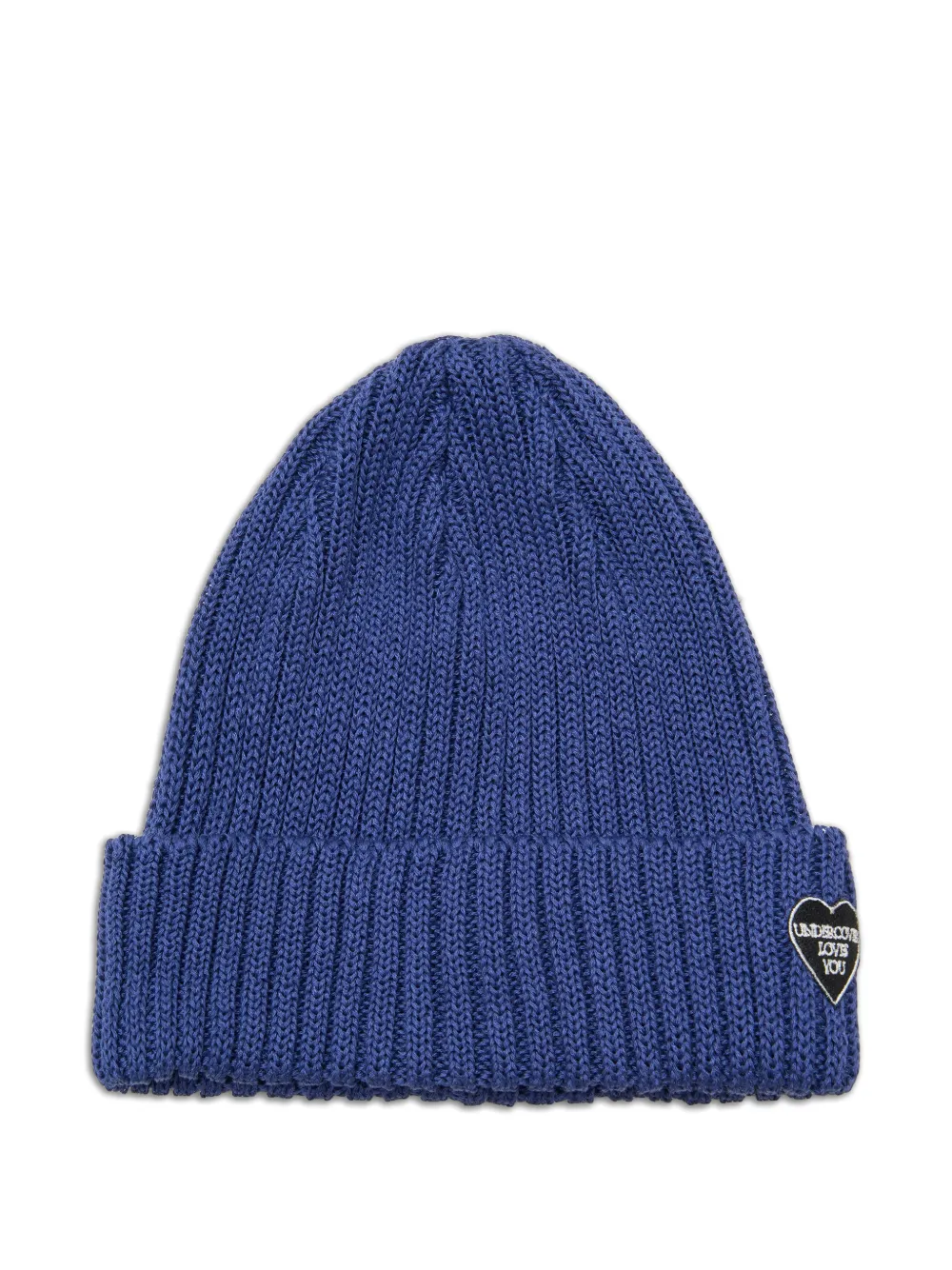 Undercover ribbed-knit heart-patch beanie hat - Blu