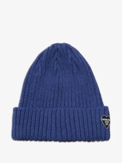 Undercover ribbed-knit heart-patch beanie hat