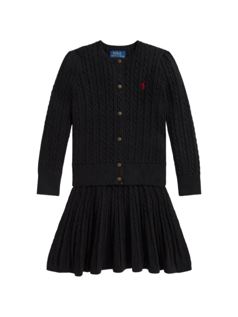 POLO RALPH LAUREN KIDS ensemble jupe courte et cardigan en maille torsadée