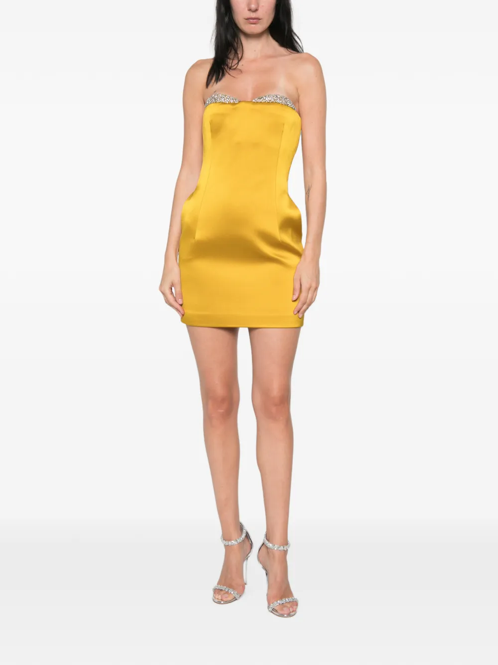 The New Arrivals Ilkyaz Ozel Noelie strapless jurk verfraaid met kristallen Geel