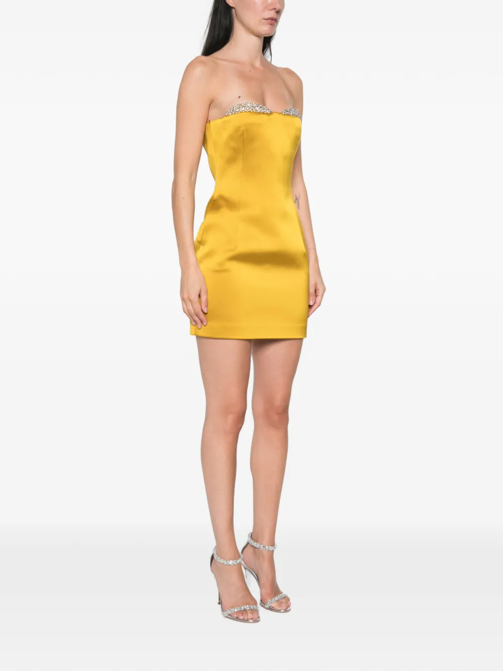 The New Arrivals Ilkyaz Ozel Noelie strapless jurk verfraaid met kristallen Geel