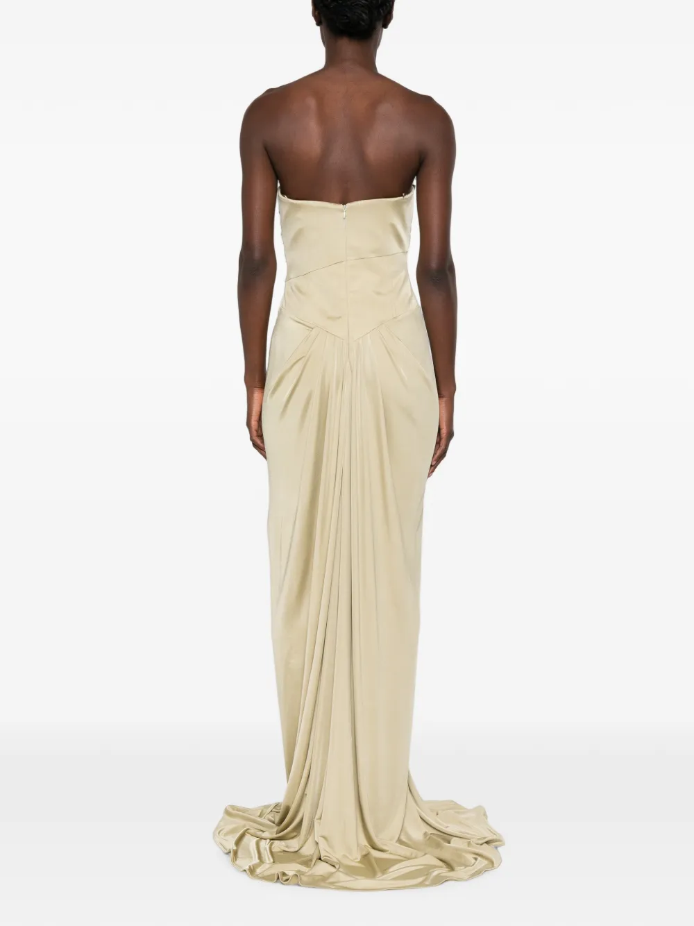 The New Arrivals Ilkyaz Ozel Gedrapeerde maxi-jurk met korset Groen