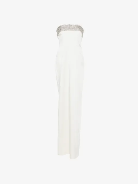 The New Arrivals Ilkyaz Ozel vestido largo Rhea palabra de honor con detalles de cristal