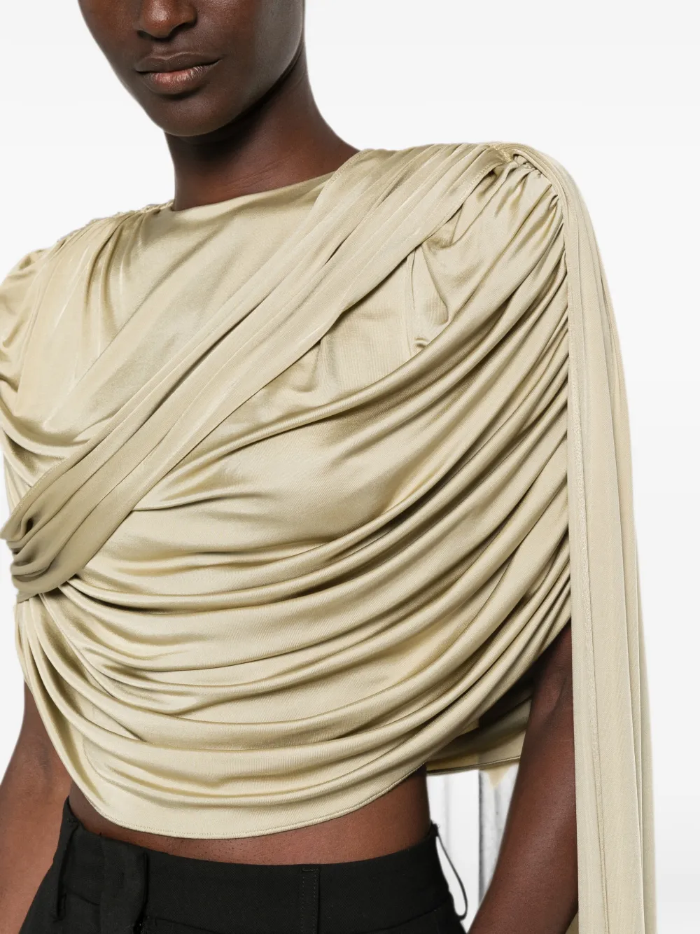 The New Arrivals Ilkyaz Ozel Top met gedrapeerd detail Groen