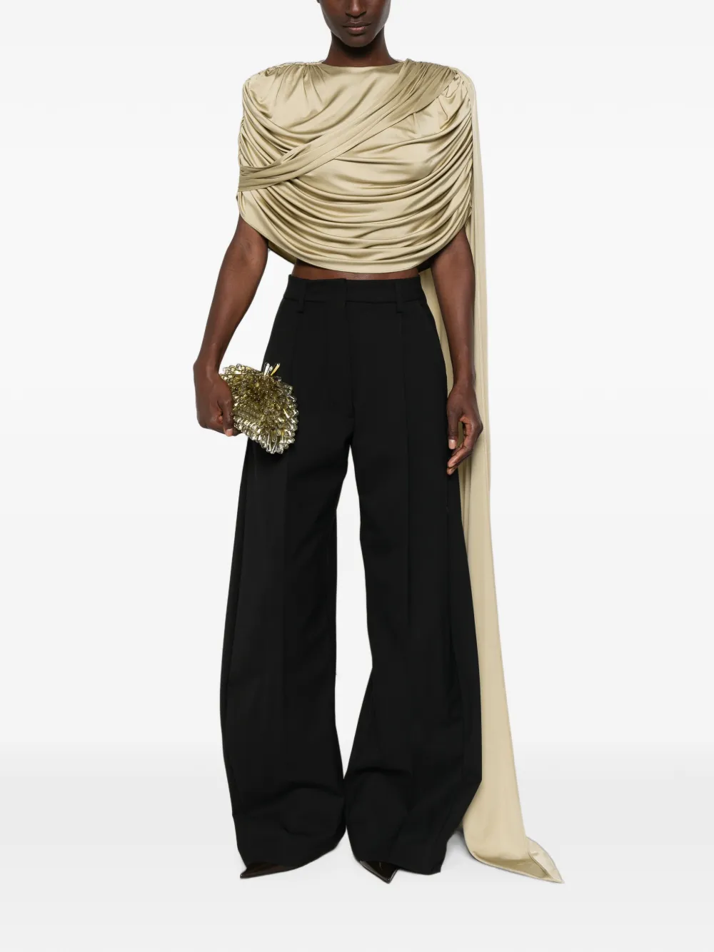 The New Arrivals Ilkyaz Ozel Top met gedrapeerd detail Groen