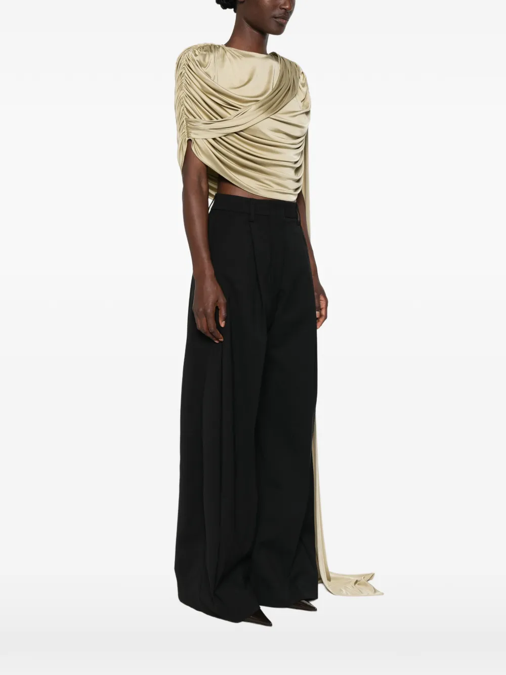 The New Arrivals Ilkyaz Ozel Top met gedrapeerd detail Groen
