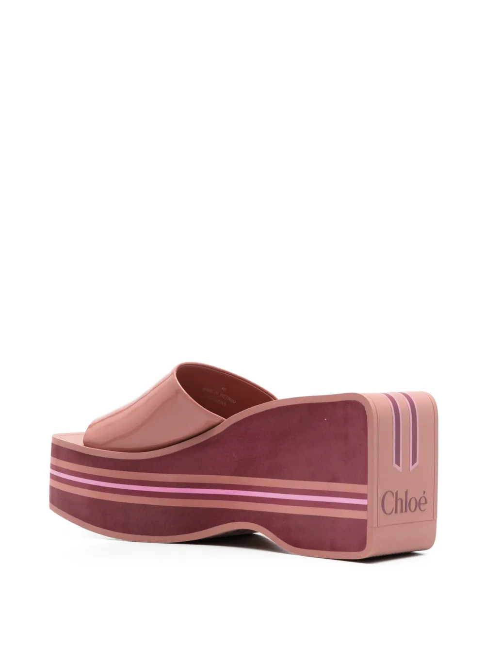 Chloé Swimming Cool Wedge Mules in Pink, view 3
