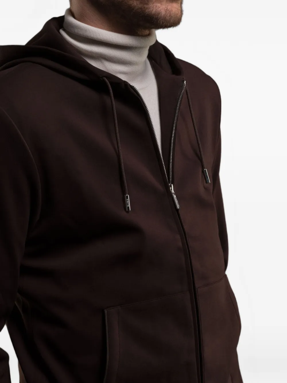 Moorer Matthew hoodie met rits Bruin
