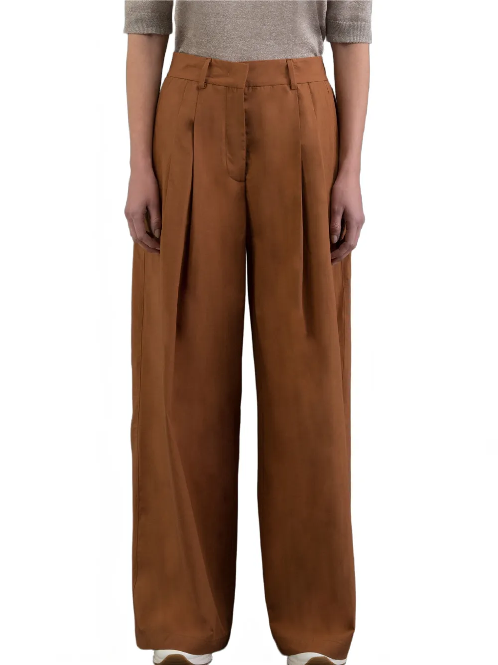 Moorer Rumy pleated wide-leg trousers - Marrone