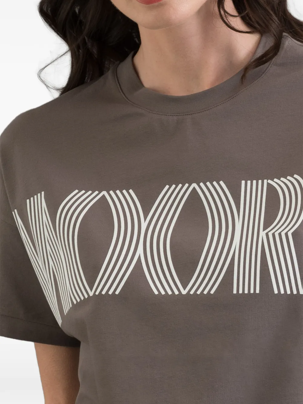 Moorer Olisa T-shirt met reliëf logoprint Bruin