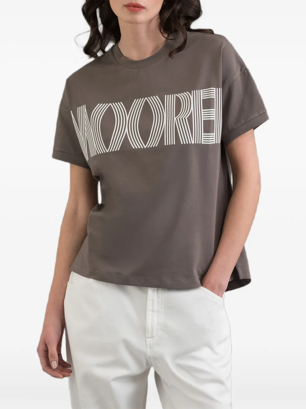 Moorer Olisa embossed logo-print T-shirt - Marrone