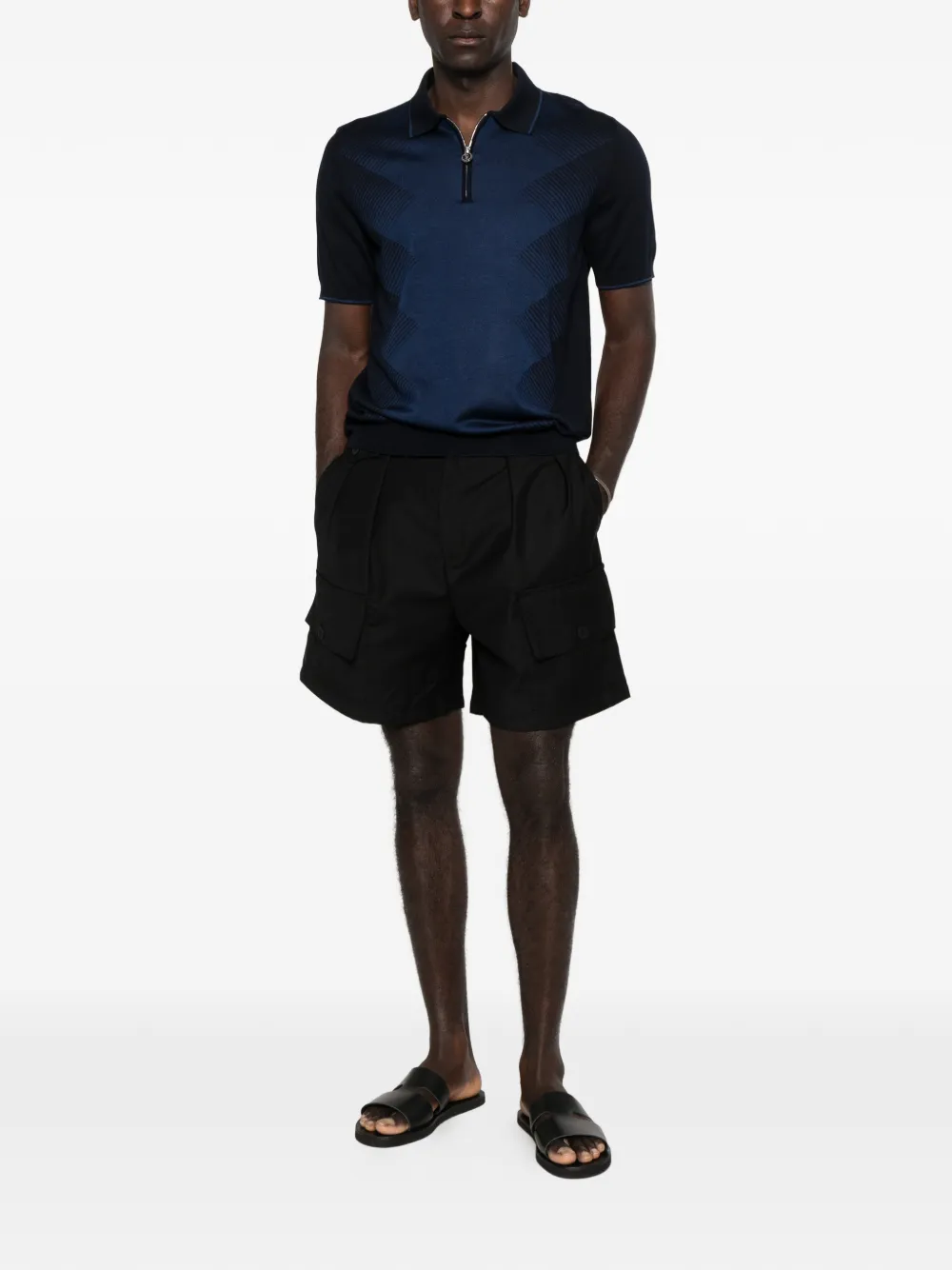 Found Pleated Cargo Shorts In Black