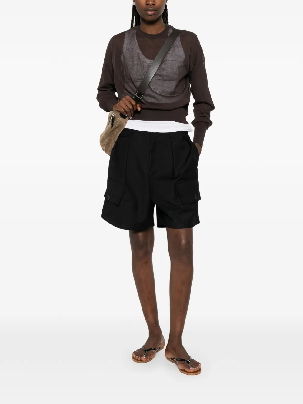  Found Bermudas Cargo Con Pliegues - Negro 