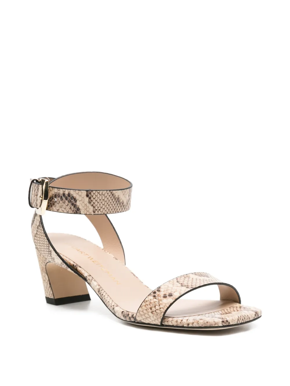 Stuart Weitzman Sai Snake-effect Sandals in Neutrals, view 2
