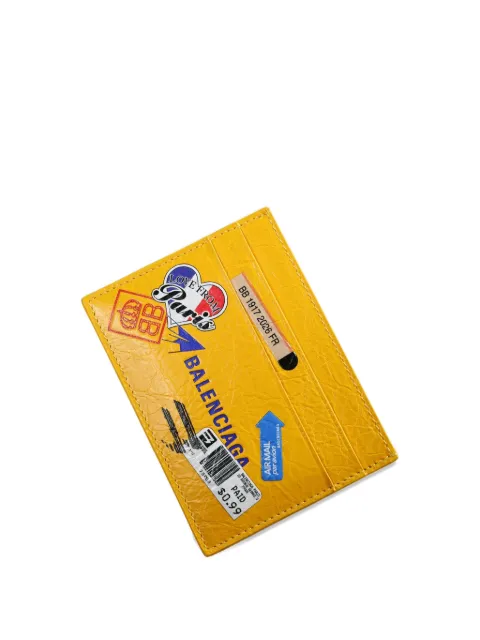 Balenciaga stamp-print crinkled-leather card holder