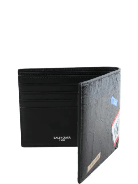 Balenciaga stamp-print crinkled-leather wallet