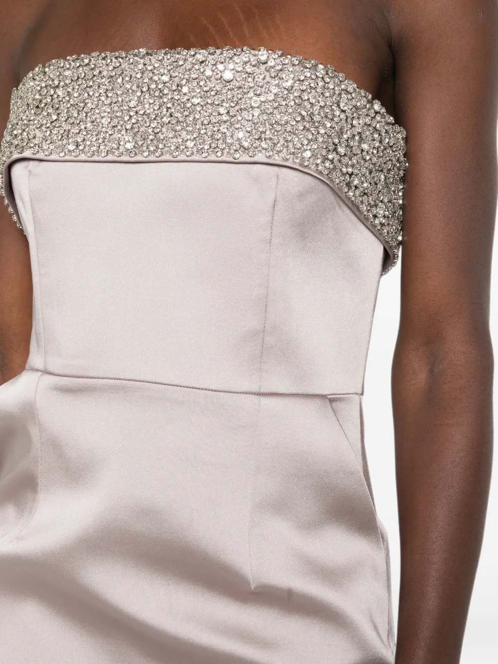 The New Arrivals Ilkyaz Ozel Rhea maxi-jurk verfraaid met kristallen Beige