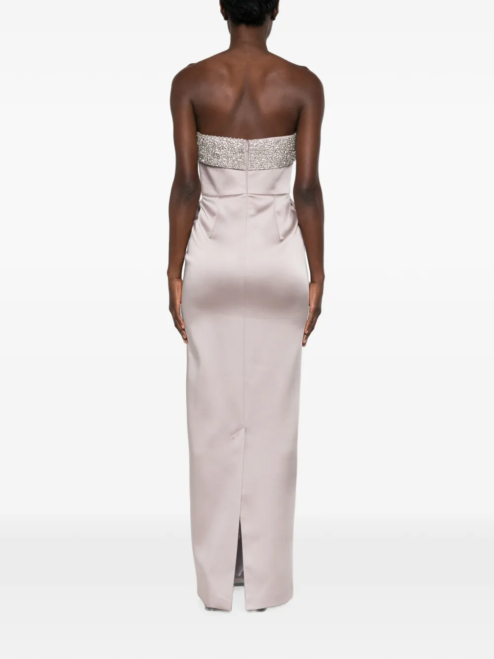 The New Arrivals Ilkyaz Ozel Rhea maxi-jurk verfraaid met kristallen Beige