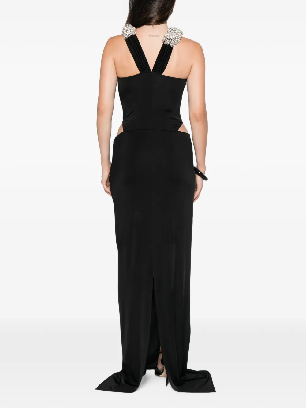 The New Arrivals Ilkyaz Ozel Rio maxi-jurk met uitgesneden details en verfraaid met kristallen Zwart