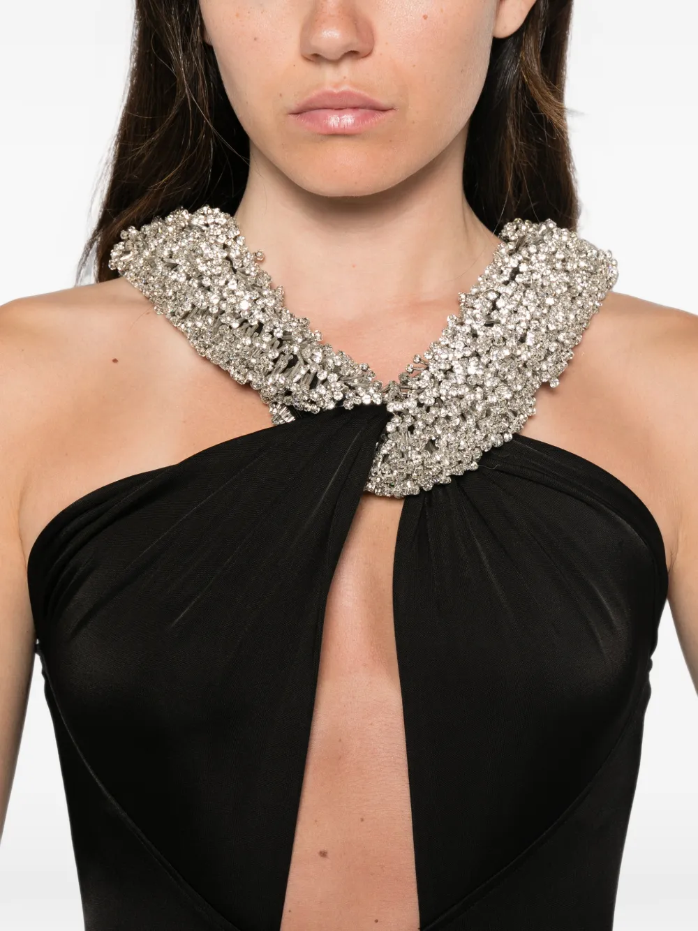 The New Arrivals Ilkyaz Ozel Rio maxi-jurk met uitgesneden details en verfraaid met kristallen Zwart