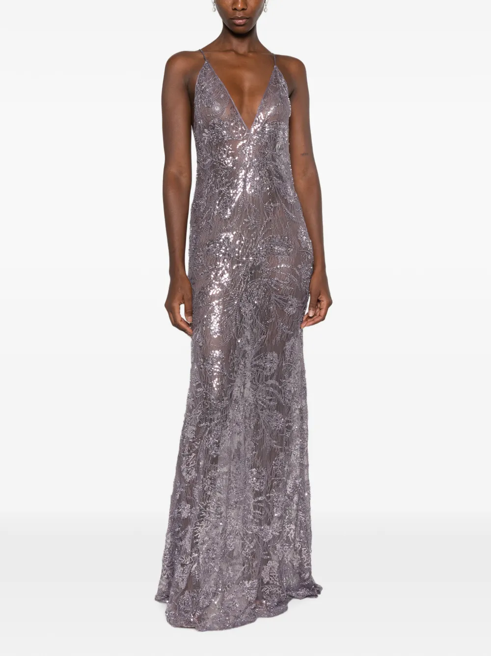 The New Arrivals Ilkyaz Ozel Maxi-jurk verfraaid met pailletten Paars